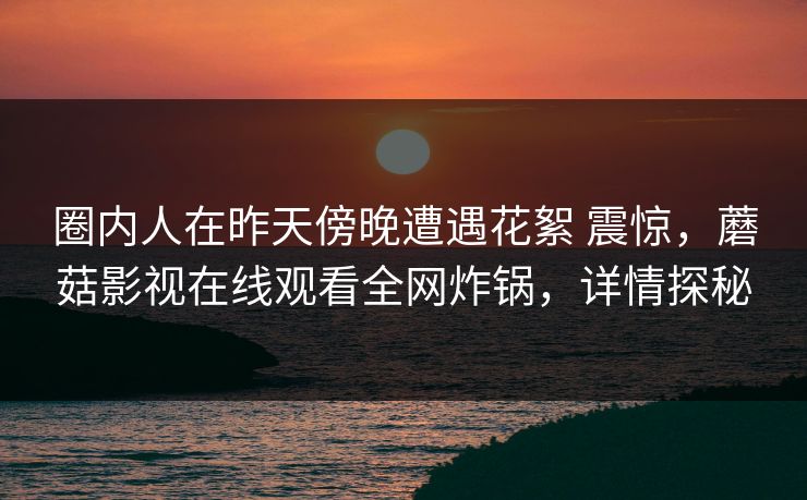 圈内人在昨天傍晚遭遇花絮 震惊，蘑菇影视在线观看全网炸锅，详情探秘