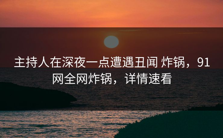 主持人在深夜一点遭遇丑闻 炸锅，91网全网炸锅，详情速看